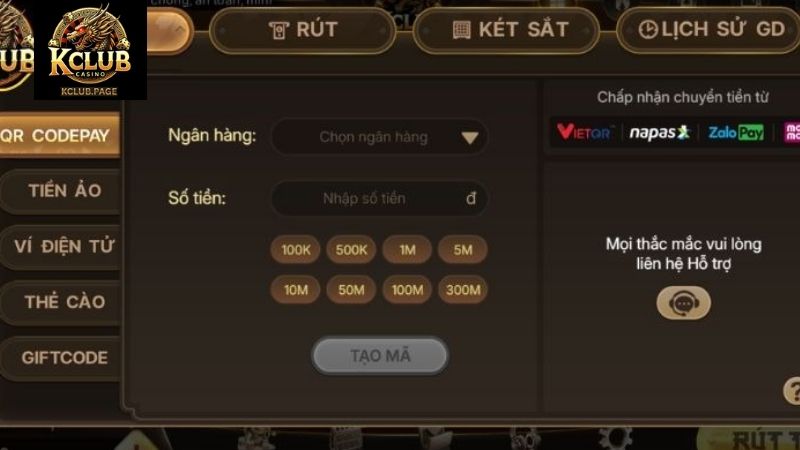 Các phương thức nạp tiền KCLUB hiện nay