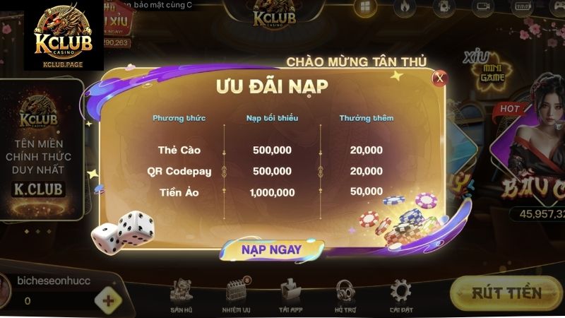 Câu hỏi về chương trình thưởng tân thủ trên KCLUB