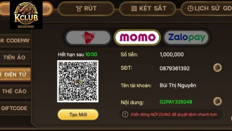 Hướng Dẫn Nạp Tiền KCLUB Nhanh Gọn Và Chuẩn An Toàn Hướng dẫn quy trình nạp tiền KCLUB đơn giản