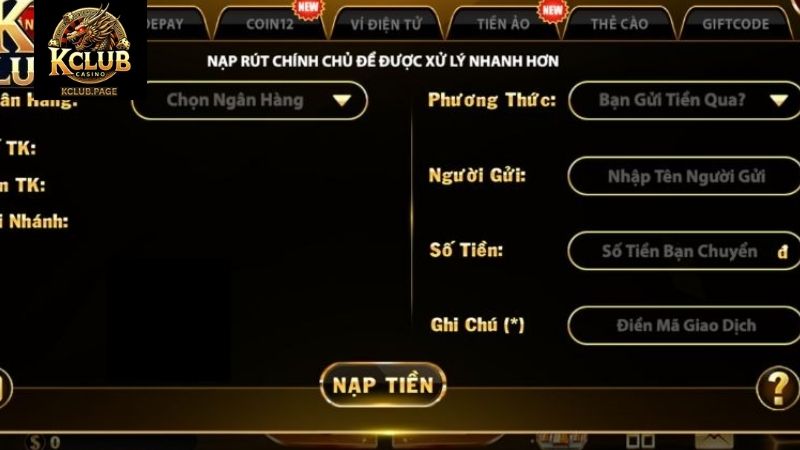 Lưu ý cần nhớ khi nạp tiền KCLUB